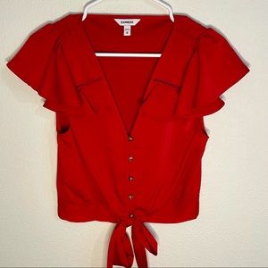 Express • Tie Front puff sleeve top •